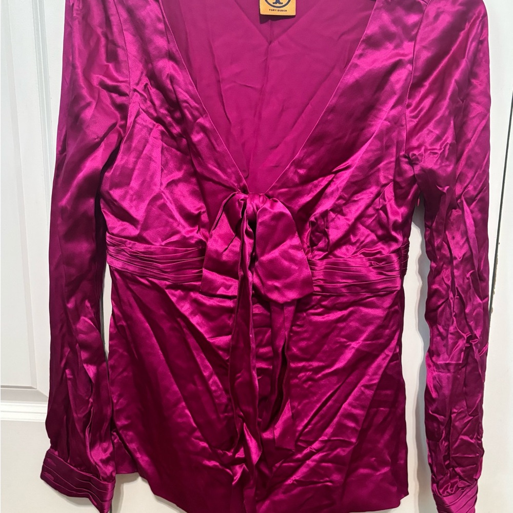 Tory Burch Magenta Satin Blouse